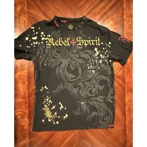 Rebel Spirit Skull T Shirt XXL Black Studded Gothic Y2K Grunge Cross‎ Graphic